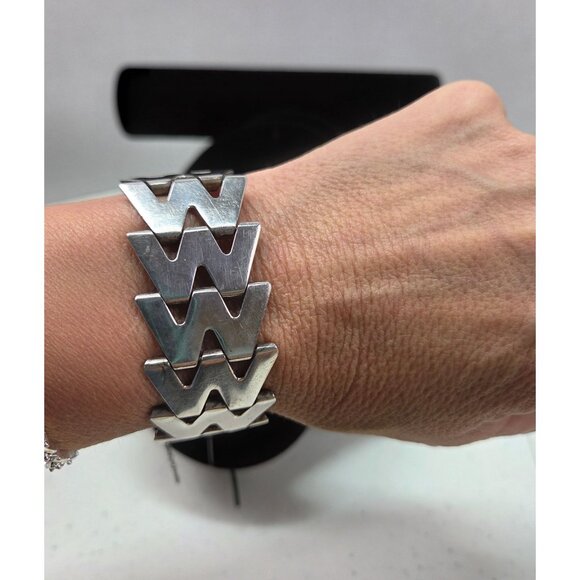 Vintage 925 Sterling Silver Link Bracelet Haglund Studio Sweden Safety Chain 52g - Picture 5 of 12